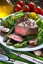 Beef steak with Grilled asparagus Royalty Free Stock Photo