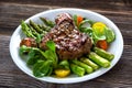 Beef steak with Grilled asparagus Royalty Free Stock Photo