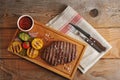 Beef steak grilled with grilled vegetables Royalty Free Stock Photo