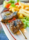 Beef steak kabobs with vegetables Royalty Free Stock Photo