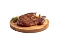 Beef steak meat cutting on a wooden board, Japanese Wagyu Beef Yakiniku Steak,