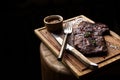 Beef steak. Piece of Grilled BBQ beef marinated in spices Royalty Free Stock Photo