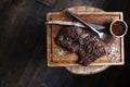 Beef steak. Piece of Grilled BBQ beef marinated in spices - Stoc Royalty Free Stock Photo