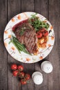 Beef steak with potato and vegetables Royalty Free Stock Photo