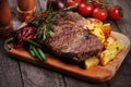Beef steak with roasted potato Royalty Free Stock Photo