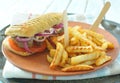 Beef steak sandwich Royalty Free Stock Photo