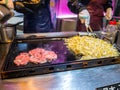 Beef steak spicy Traditional Korean food in local market,street food the most famous in south korea.