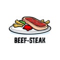 Vector Illustration of Beef Steak Cartoon