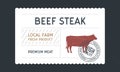 Beef Steak vintage label. Royalty Free Stock Photo