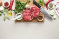 Beef stew ingredients on a kitchen table, culinary backround Royalty Free Stock Photo