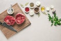 Beef stew ingredients on a kitchen table, culinary backround Royalty Free Stock Photo