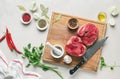 Beef stew ingredients on a kitchen table, culinary backround Royalty Free Stock Photo