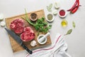 Beef stew ingredients on a kitchen table, culinary backround Royalty Free Stock Photo