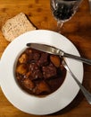 Beef stew made with chocolate and potatoes