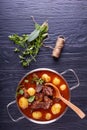 Beef Stew in a metal casserole