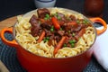 Beef Stew Over Egg Noodles Royalty Free Stock Photo