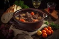 Beef stew pot vegetables. Generate Ai Royalty Free Stock Photo