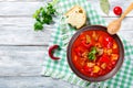 Beef stew with vegetables, goulash, traditional hungarian meal, Royalty Free Stock Photo