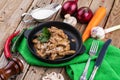 Beef Stroganoff closeup . farm-style,farmhouse kitchen Royalty Free Stock Photo