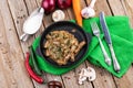 Beef Stroganoff closeup . farm-style,farmhouse kitchen Royalty Free Stock Photo