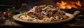 Beef Stroganoff On Stone In Rustic Pub Royalty Free Stock Photo