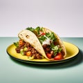 Bold Advertising: Two Tacos On A Plate With Simple Background