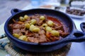 Beef tajine with green olives Royalty Free Stock Photo