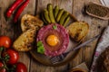 Beef tartare dish Royalty Free Stock Photo