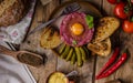 Beef tartare dish Royalty Free Stock Photo