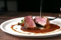 Beef tenderloin steak in demiglas sauce