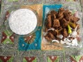 Beef Tikka with chatni bar b Q salad