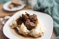 Beef tips with gravy on mashed potatoes Royalty Free Stock Photo