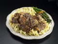 Beef tips with wine mushroom sauce Royalty Free Stock Photo