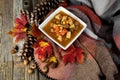 Beef Vegetable Soup On Warm Blanket