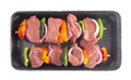 Beef and Veggie Kebabs on a White Background Royalty Free Stock Photo