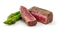 Beef wagyu steak meat with asparagus isolated on wight background Royalty Free Stock Photo