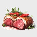 Beef Wellington, classic steak dish on cutting board vector art