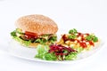 Beefburger meal Royalty Free Stock Photo