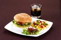 Beefburger meal Royalty Free Stock Photo