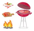 Beefsteak Roasted Meat Set Vector Illustration