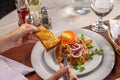 Beefsteak tartar with red onion rings