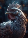 A beefy rooster made by shiny metal generative AI