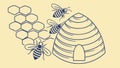 Beehive with bees, symbolizing productivity and community, vector design Generative AI Royalty Free Stock Photo