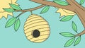 Beehive hanging from a branch, nature\'s home, vector design Generative AI Royalty Free Stock Photo