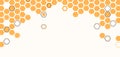 Beehive honeycomb banner vector illustration. Bee honey shapes texture. Honeycomb with beeswax frame in simple modern