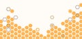 Beehive honeycomb banner vector illustration. Bee honey shapes texture. Honeycomb with beeswax frame in simple modern