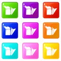 Beehive smoker icons set 9 color collection