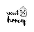 Beehive. Sweet Honey Badge. Vintage Illustration Vector