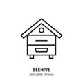 Beehive vector flat line icon. Editable stroke