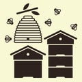 Beehives and bees